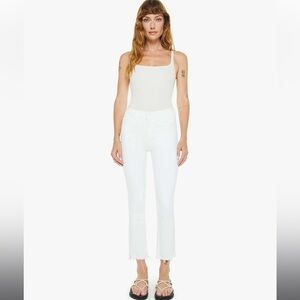 MOTHER The Insider Crop Step Fray in White Size 26